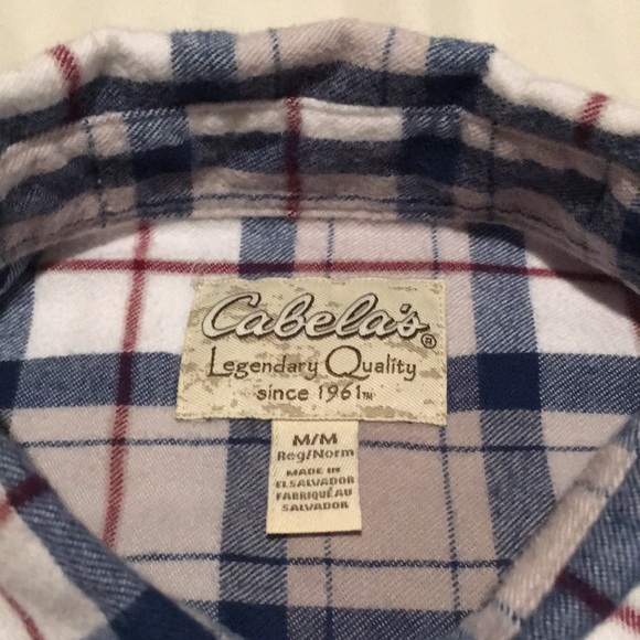Cabela’s blue/red plaid flannel button up medium - Picture 2 of 2